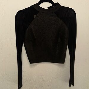 Material Girl Black Long Sleeve Crop Top